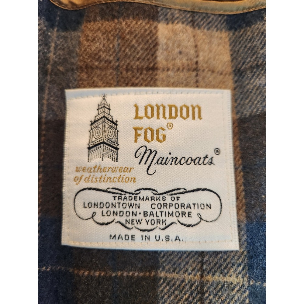 Vintage London Fog Womens Brown Trench Thick Coat Plaid Lined Double Breasted XL - Picture 8 of 11